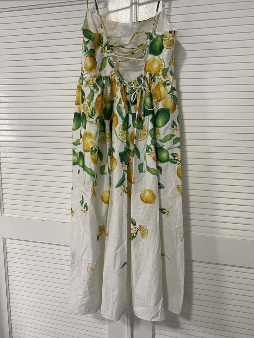 H&M White Midi Dress with Yellow Lemon and Green Leaf Print - Picture 2 of 6